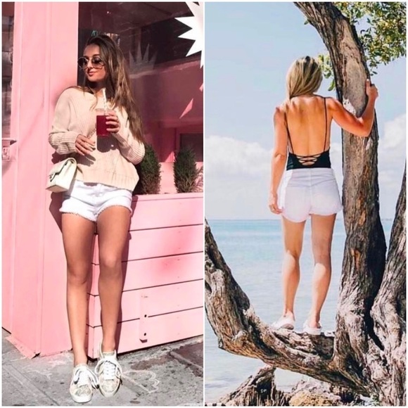 NWT L'AGENCE 90s High Rise Distressed Denim Frayed Raw Hem Cutoff Jean Shorts 25 - Picture 4 of 16